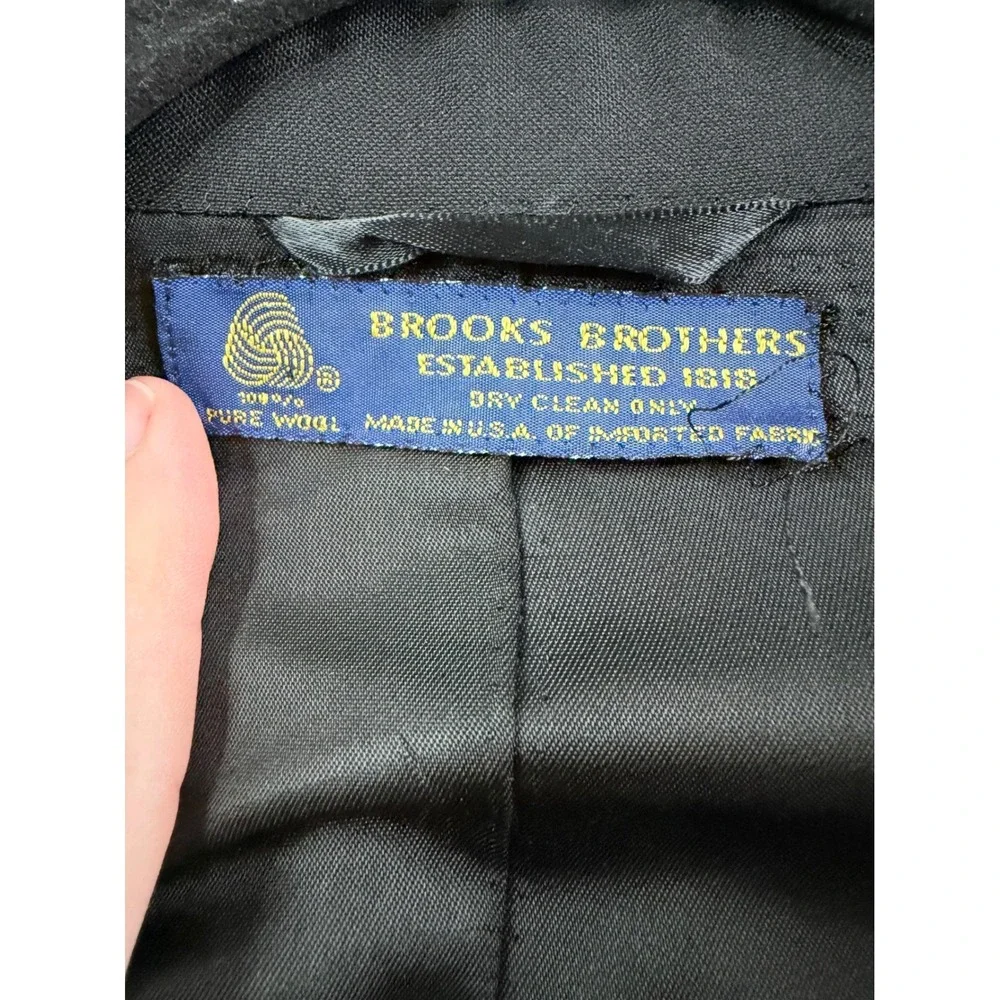 Brooks Brothers Tuxedo‎ Jacket Mens 46L Black Good Wool Peak Lapel With Bow Tie